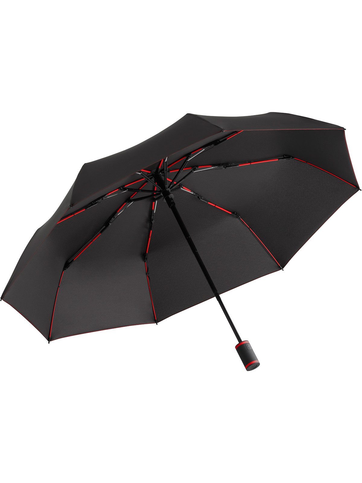 Pocket umbrella ® AOC-Mini Style Regenschirm – FAre – Farbe Black-Red – individuell veredelbar
