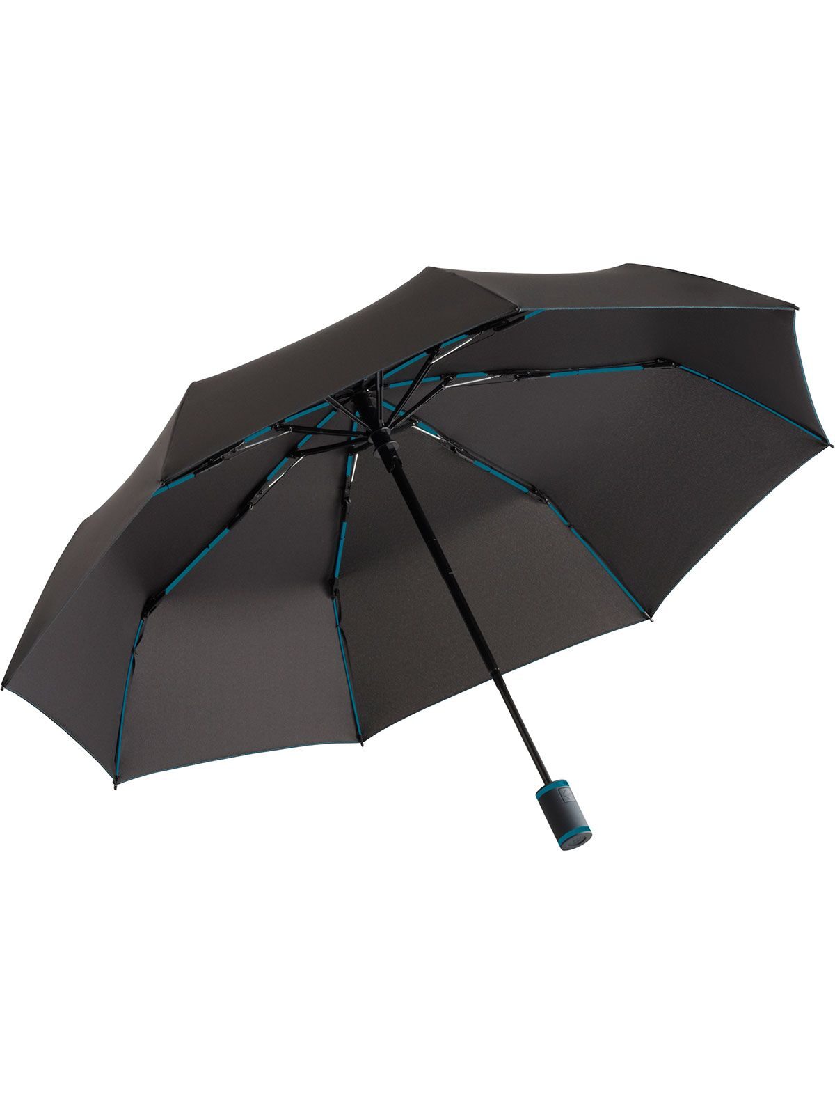 Pocket umbrella ® AOC-Mini Style Regenschirm – FAre – Farbe Black-Petrol – individuell veredelbar