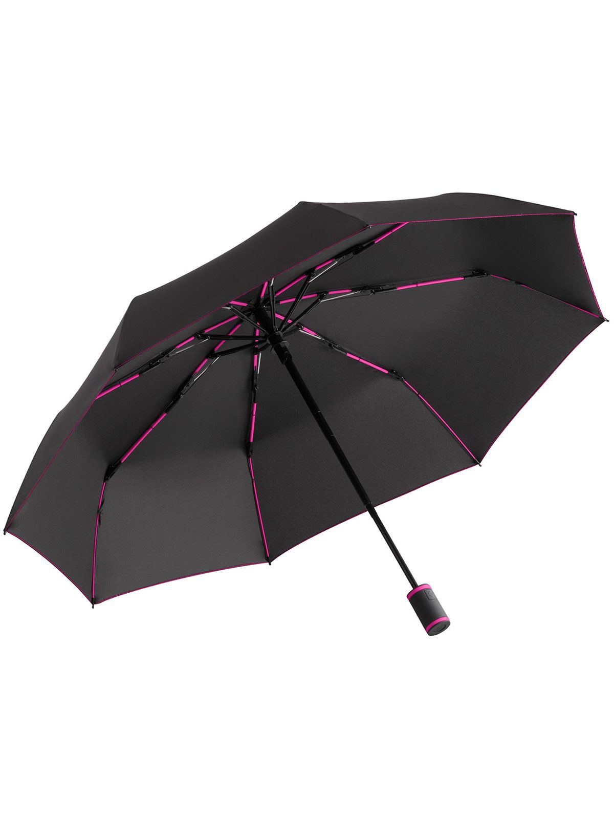 Pocket umbrella ® AOC-Mini Style Regenschirm – FAre – Farbe Black-Magenta – individuell veredelbar