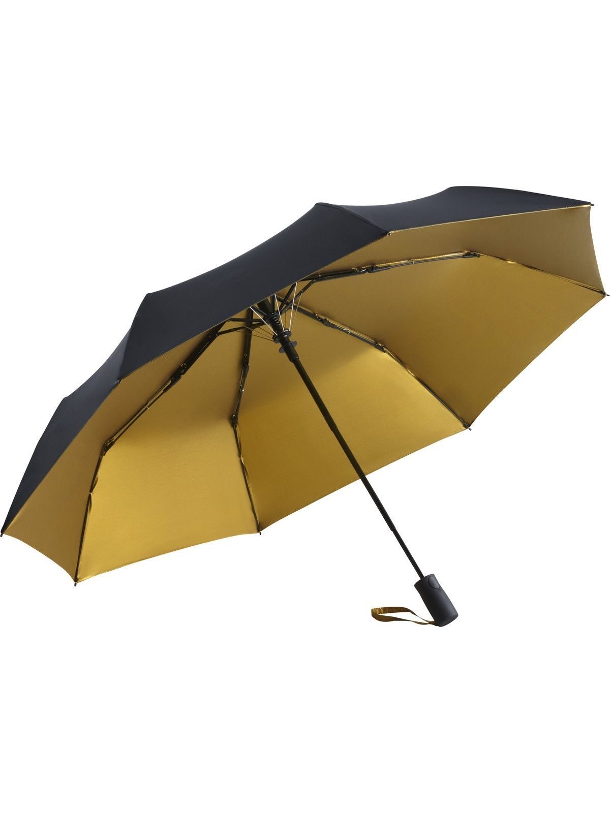 AC Mini umbrella ®-Dubleface Herren Regenschirm – FAre – Farbe Black-Gold – individuell veredelbar