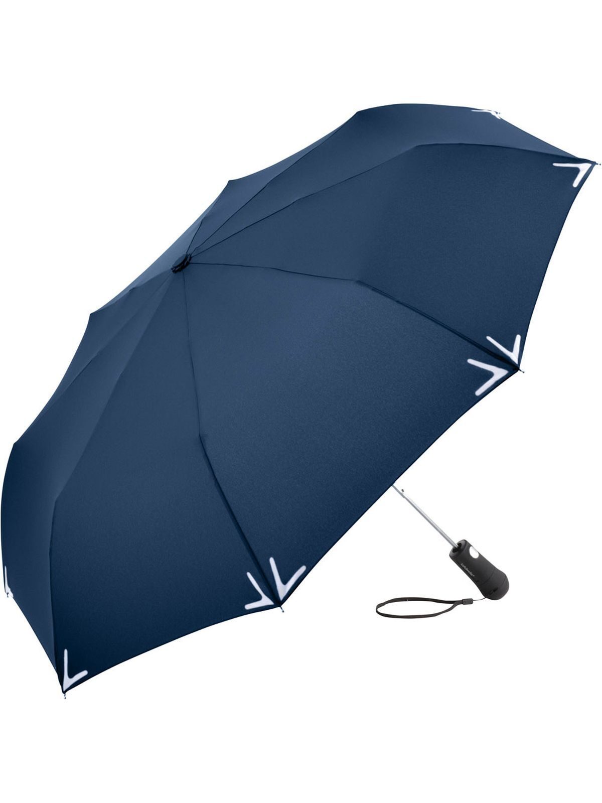 AC mini umbrella Safebrella® LED Herren Regenschirm – FAre – Farbe Navy – individuell veredelbar
