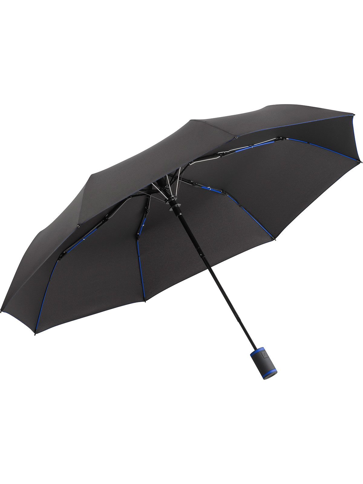 Mini umbrella -AOC Herren Regenschirm – FAre – Farbe Black-Euroblue – individuell veredelbar