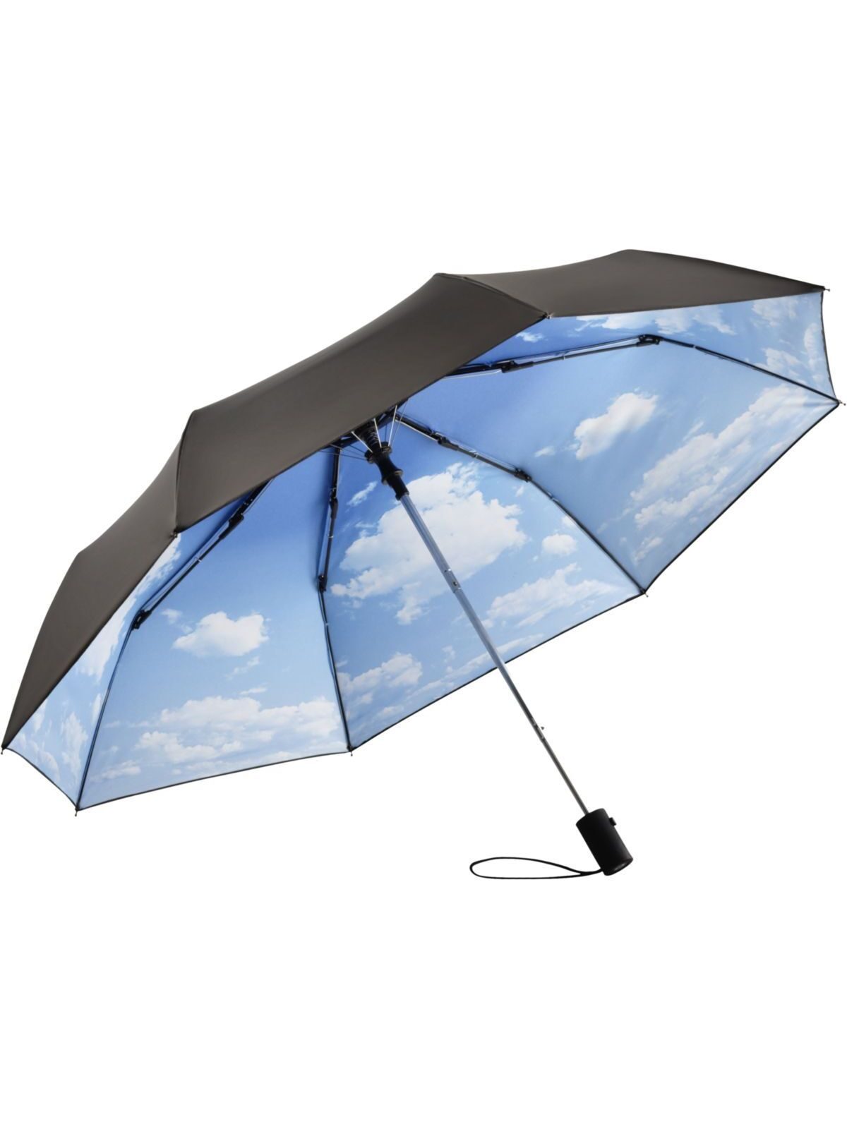 AC mini umbrella ®-Nature Herren Regenschirm – FAre – Farbe Black/Cloud design – individuell veredelbar