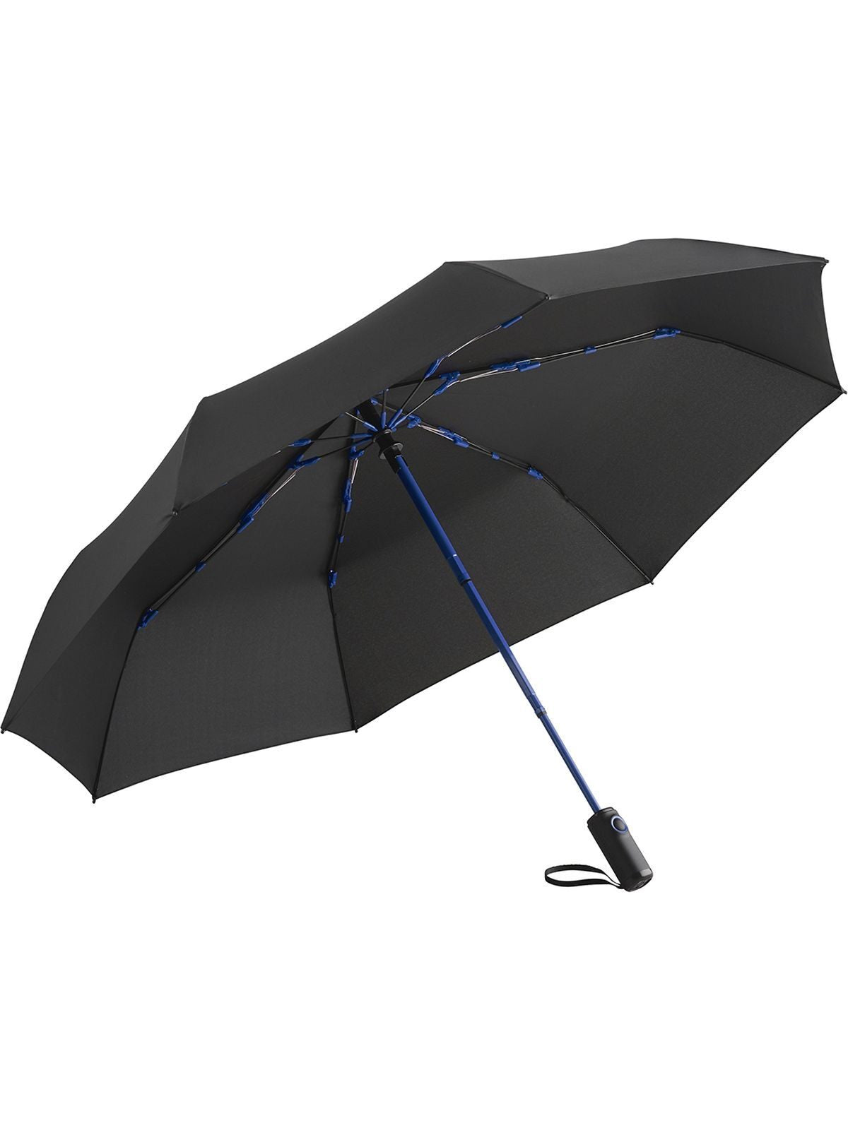 Oversize Mini Umbrella -AOC Colorline Regenschirm – FAre – Farbe Black-Euroblue – individuell veredelbar
