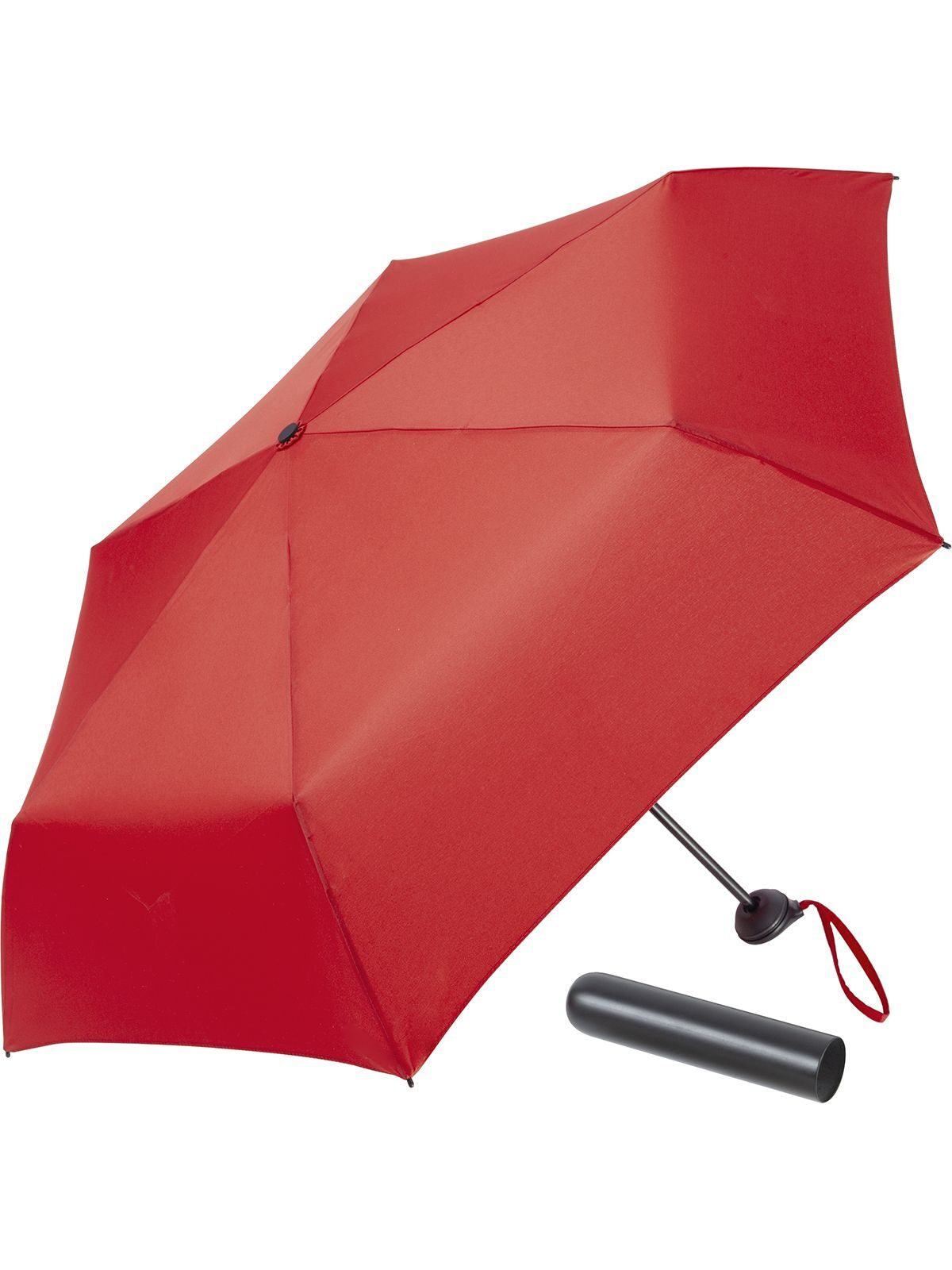 Mini umbrella ®-Tube Regenschirm – FAre – Farbe Red-Black – individuell veredelbar