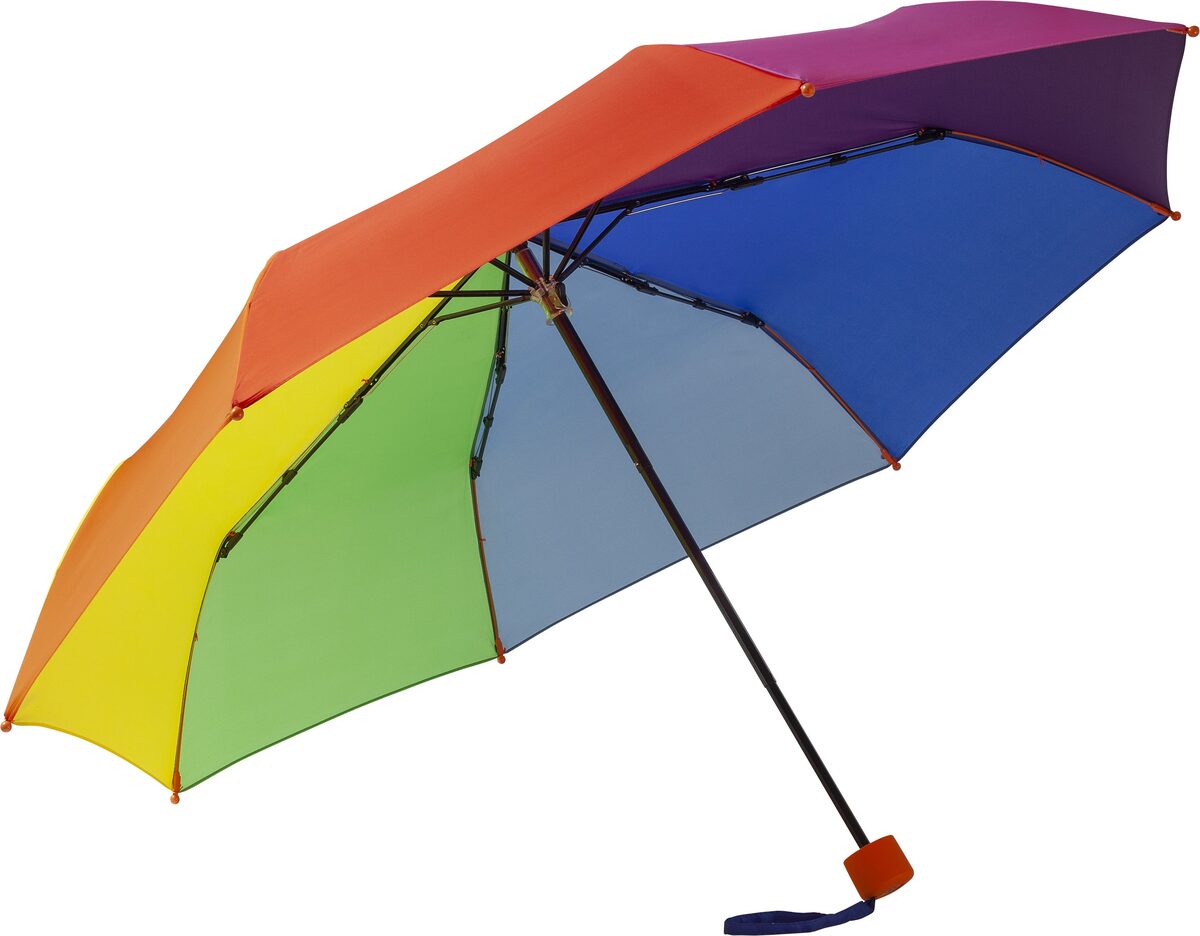 Mini umbrella ® 4Kids Kinder Regenschirm – FAre – Farbe Rainbow – individuell veredelbar