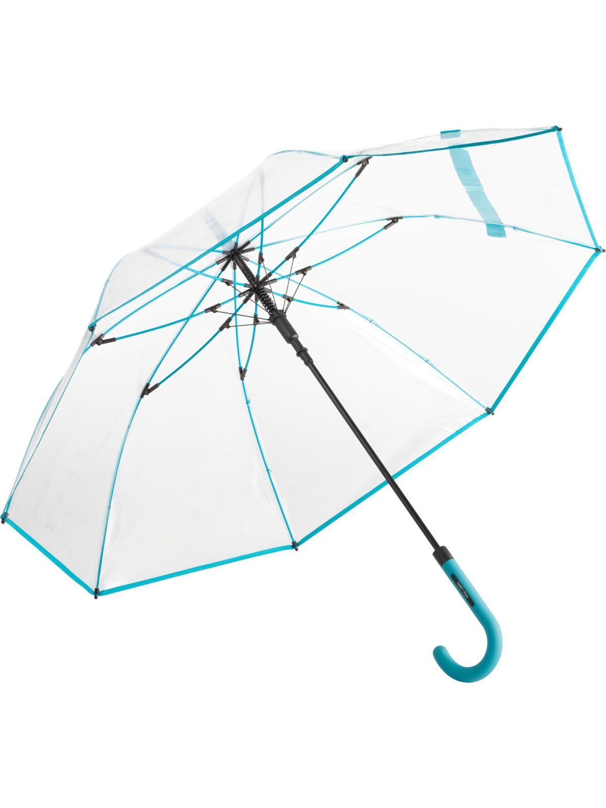 AC regular umbrella ®-Pure Herren Regenschirm – FAre – Farbe Transparent-Petrol – individuell veredelbar