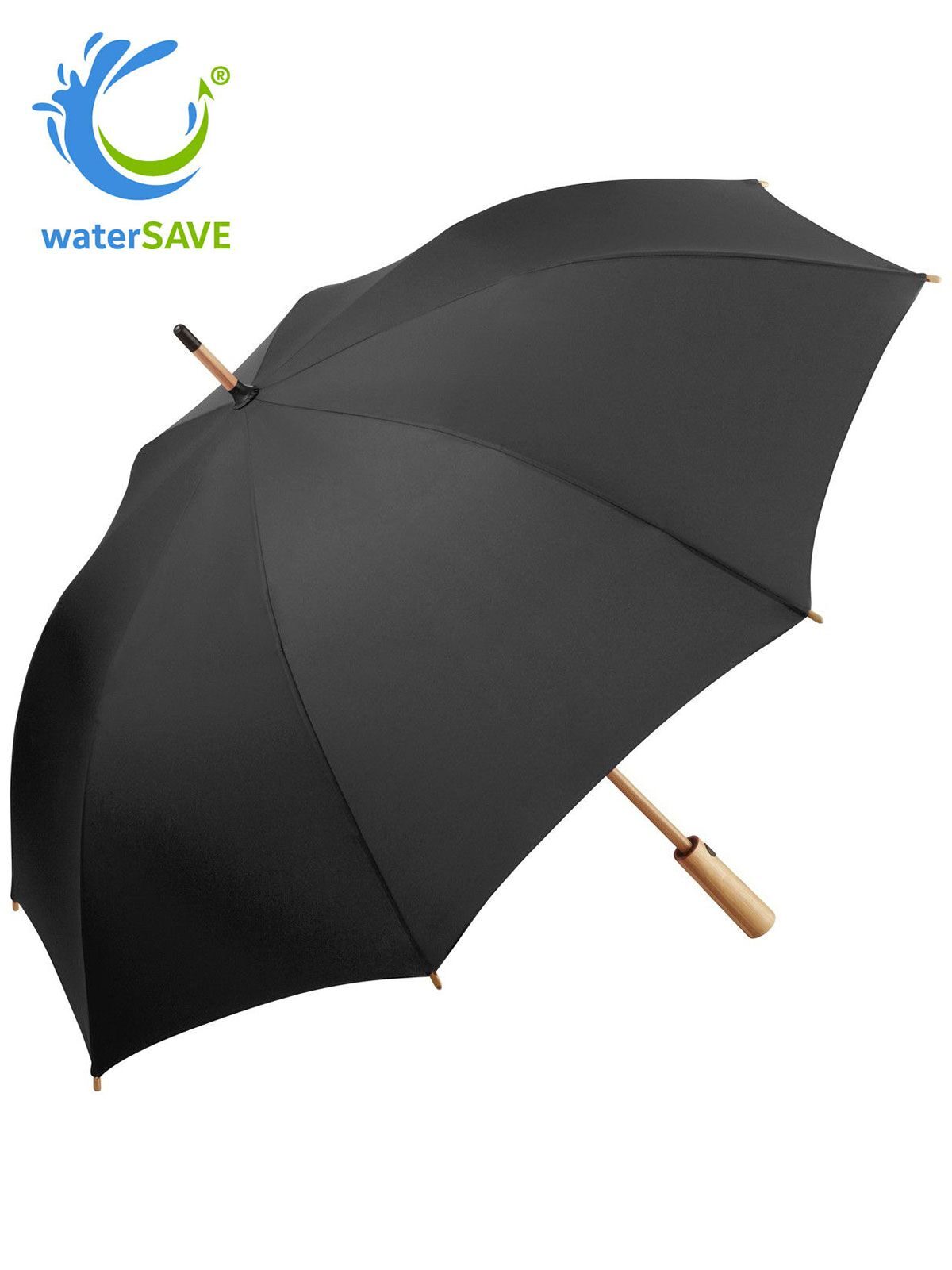 AC Midsize bamboo umbrella OkoBrella Regenschirm – FAre – Farbe Black wS – individuell veredelbar