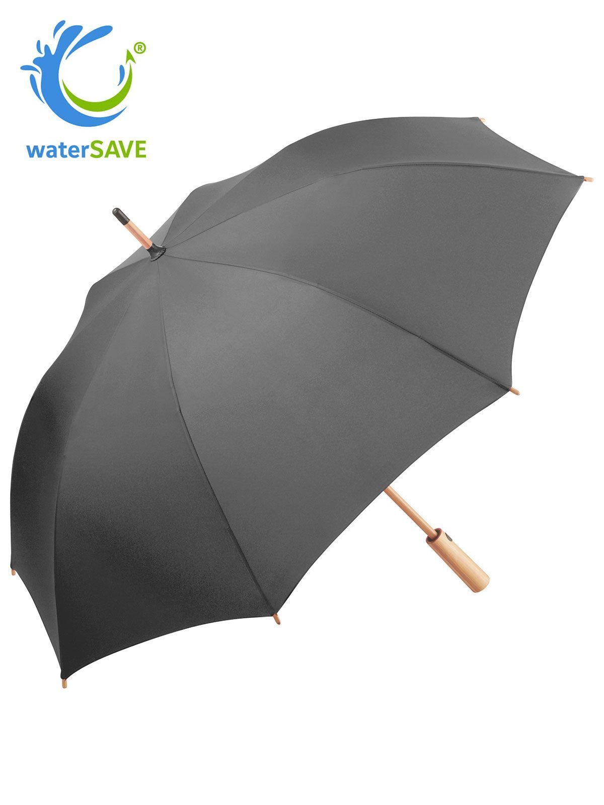 AC Midsize bamboo umbrella OkoBrella Regenschirm – FAre – Farbe Grey ws – individuell veredelbar