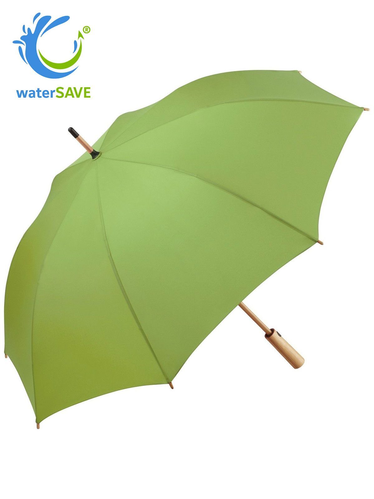 AC Midsize bamboo umbrella OkoBrella Regenschirm – FAre – Farbe Lime ws – individuell veredelbar