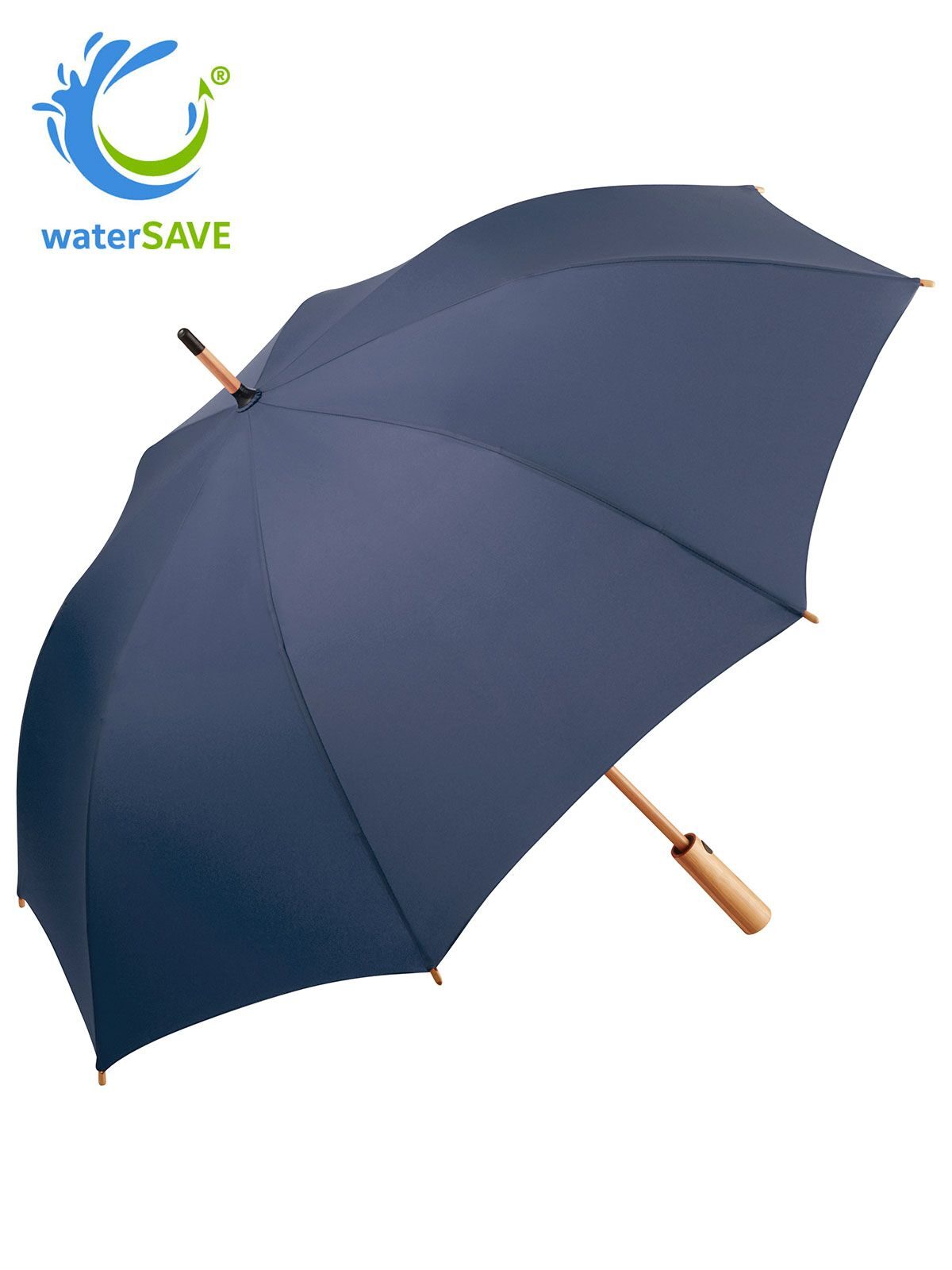 AC Midsize bamboo umbrella OkoBrella Regenschirm – FAre – Farbe Navy ws – individuell veredelbar