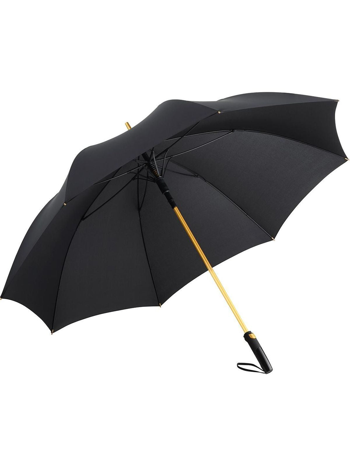 AC alu golf umbrella ®-Precious Regenschirm – FAre – Farbe Black-Gold – individuell veredelbar