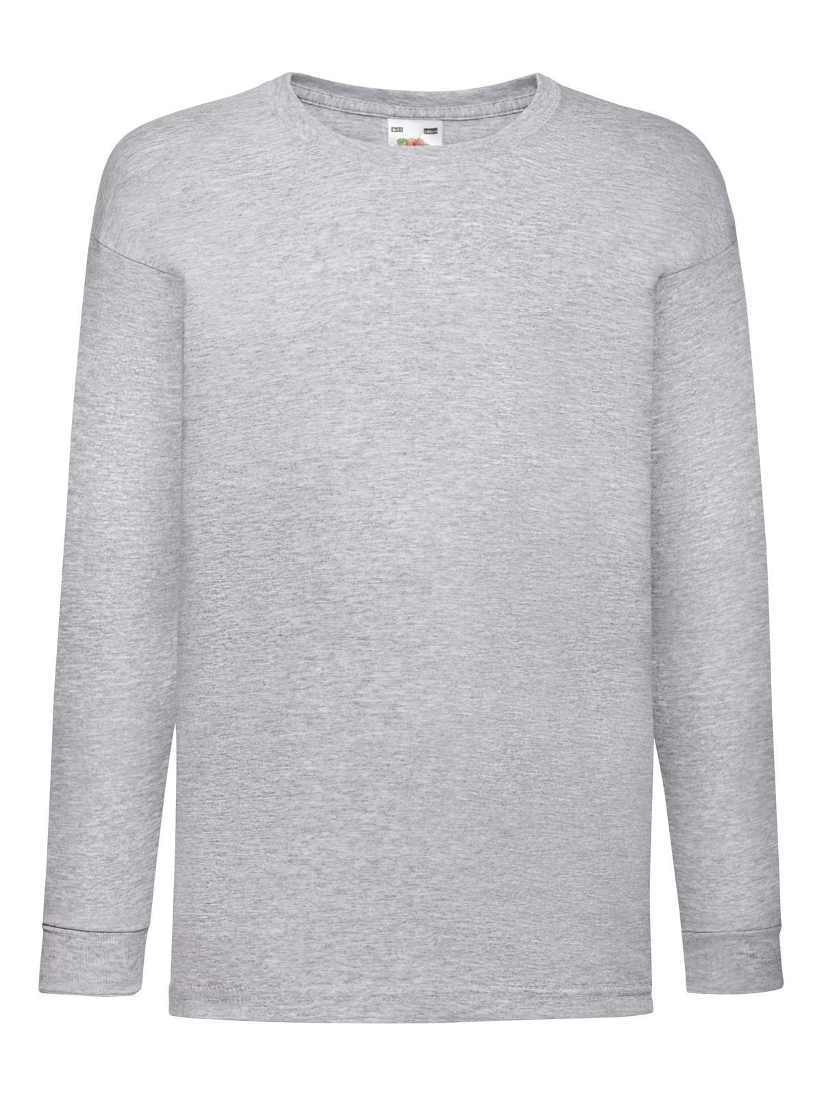 Valueweight Long Sleeve T Kinder T-Shirt – Fruit of the Loom – Farbe heather grey – individuell veredelbar