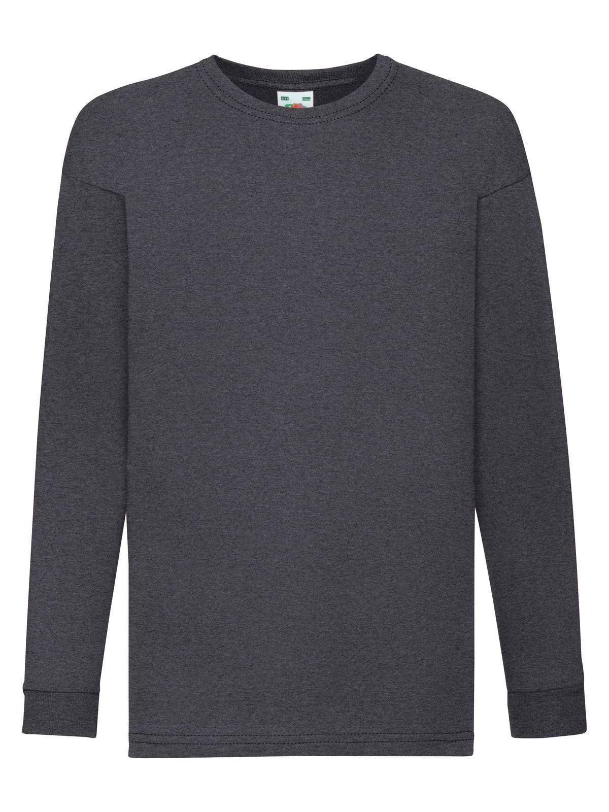 Valueweight Long Sleeve T Kinder T-Shirt – Fruit of the Loom – Farbe grigio melange scuro – individuell veredelbar