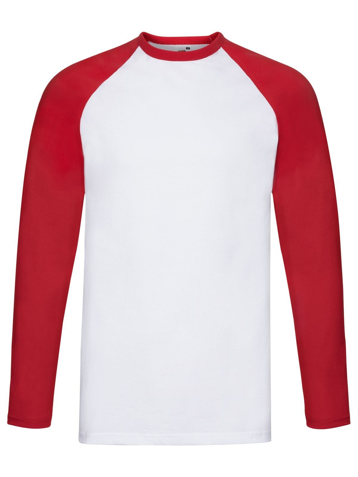 Valueweight Long Sleeve Baseball T T-Shirt – Fruit of the Loom – Farbe white-red – individuell veredelbar