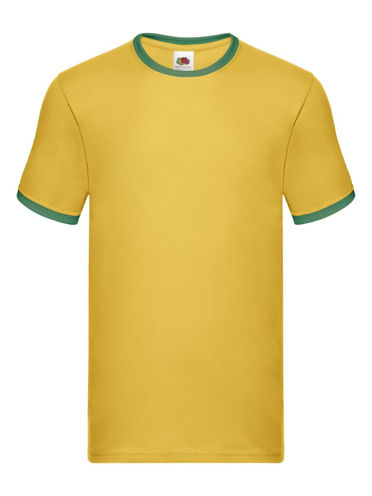 Valueweight Ringer T T-Shirt – Fruit of the Loom – Farbe sunflower-kelly green – individuell veredelbar