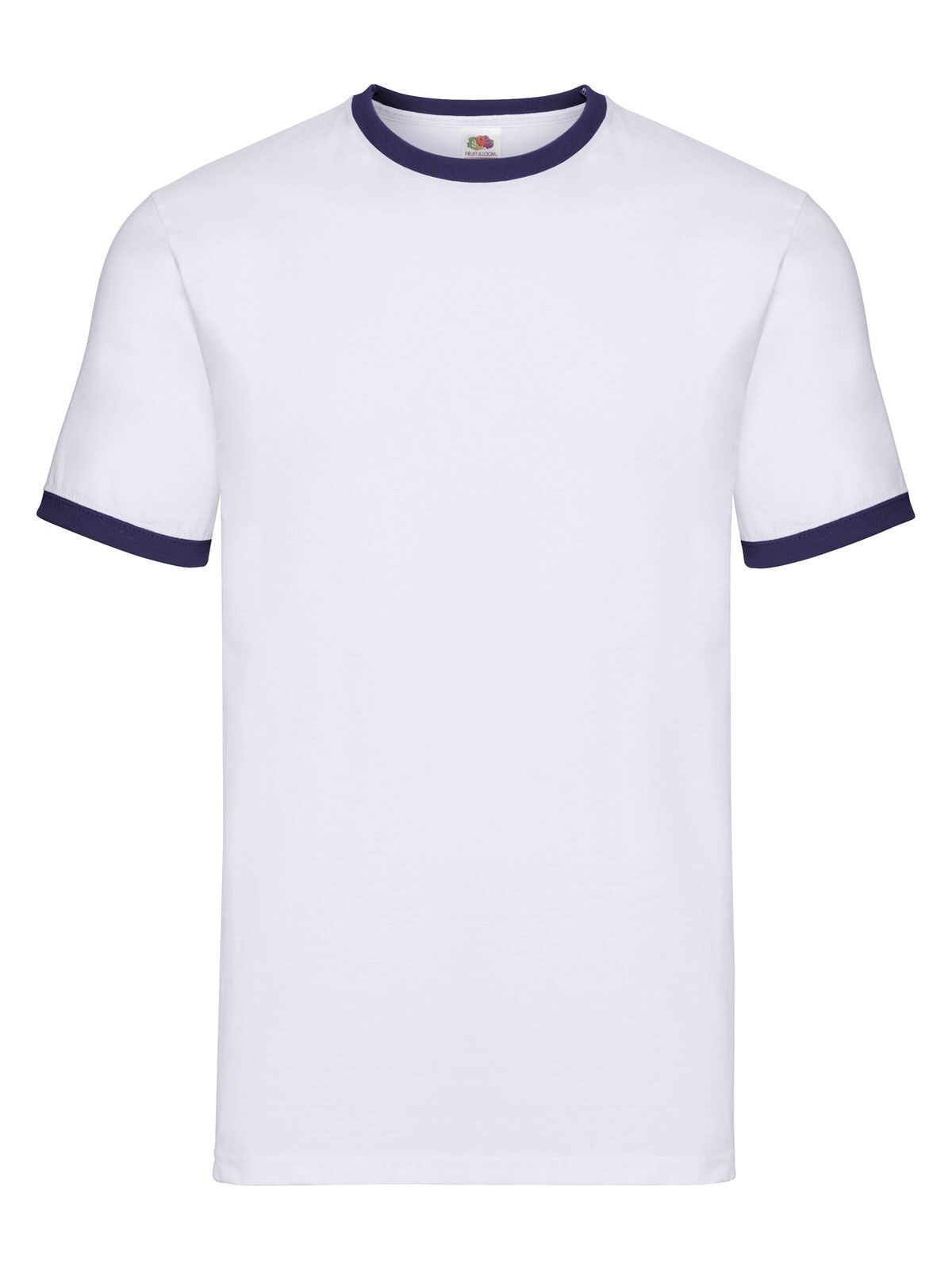 Valueweight Ringer T T-Shirt – Fruit of the Loom – Farbe white-navy – individuell veredelbar
