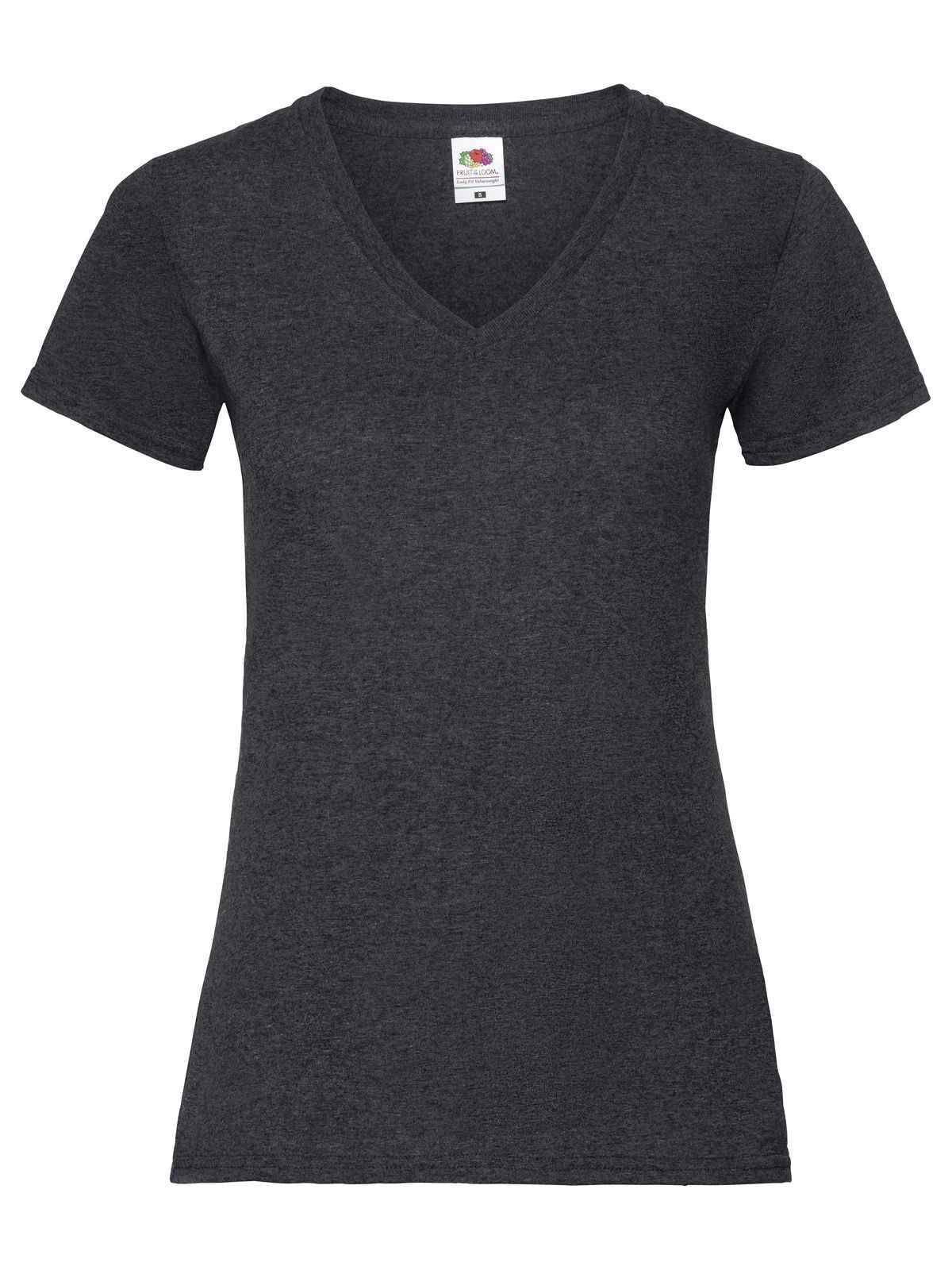 Valueweight V-Neck T Damen T-Shirt – Fruit of the Loom – Farbe dark heather grey – individuell veredelbar