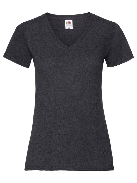 Valueweight V-Neck T Damen T-Shirt – Fruit of the Loom – Farbe dark heather grey – individuell veredelbar