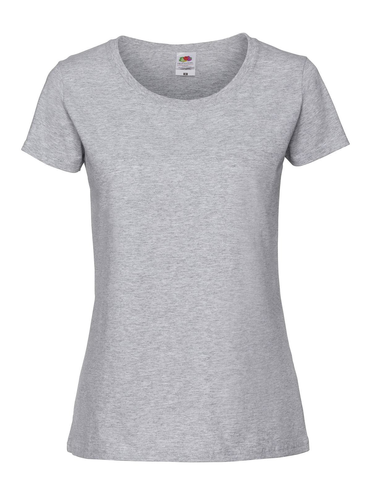 Iconic 195 T Damen T-Shirt – Fruit of the Loom – Farbe heather grey – individuell veredelbar