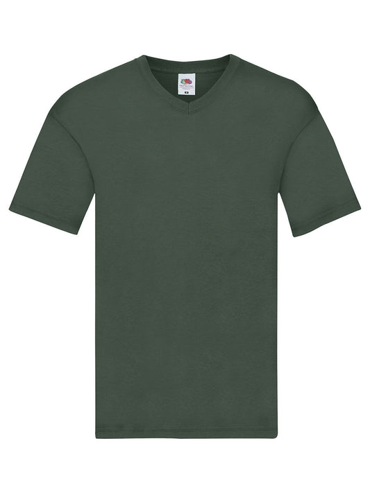 Original V-Neck T T-Shirt – Fruit of the Loom – Farbe bottle green – individuell veredelbar