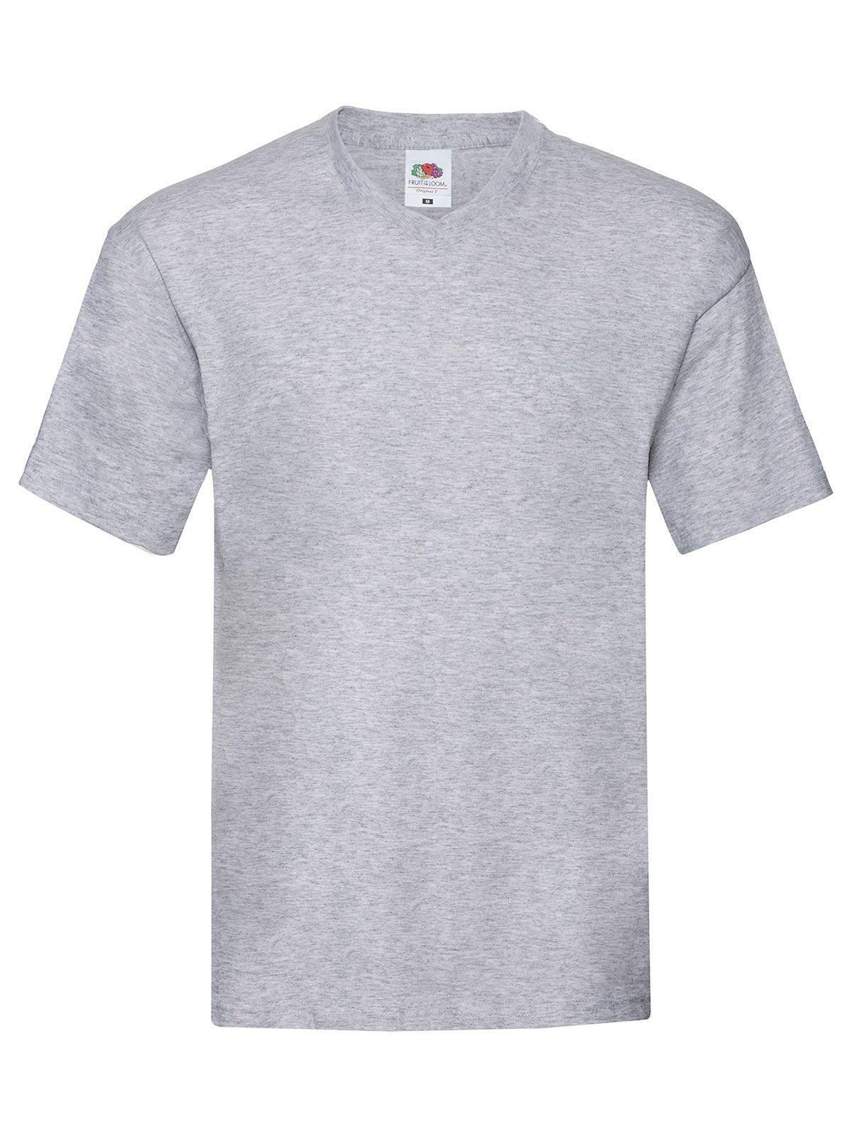 Original V-Neck T T-Shirt – Fruit of the Loom – Farbe heather grey – individuell veredelbar