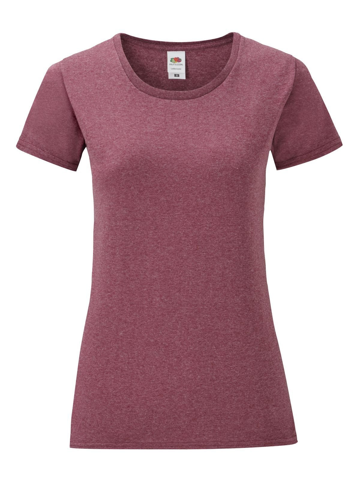 Iconic 150 T Damen T-Shirt – Fruit of the Loom – Farbe heather burgundy – individuell veredelbar