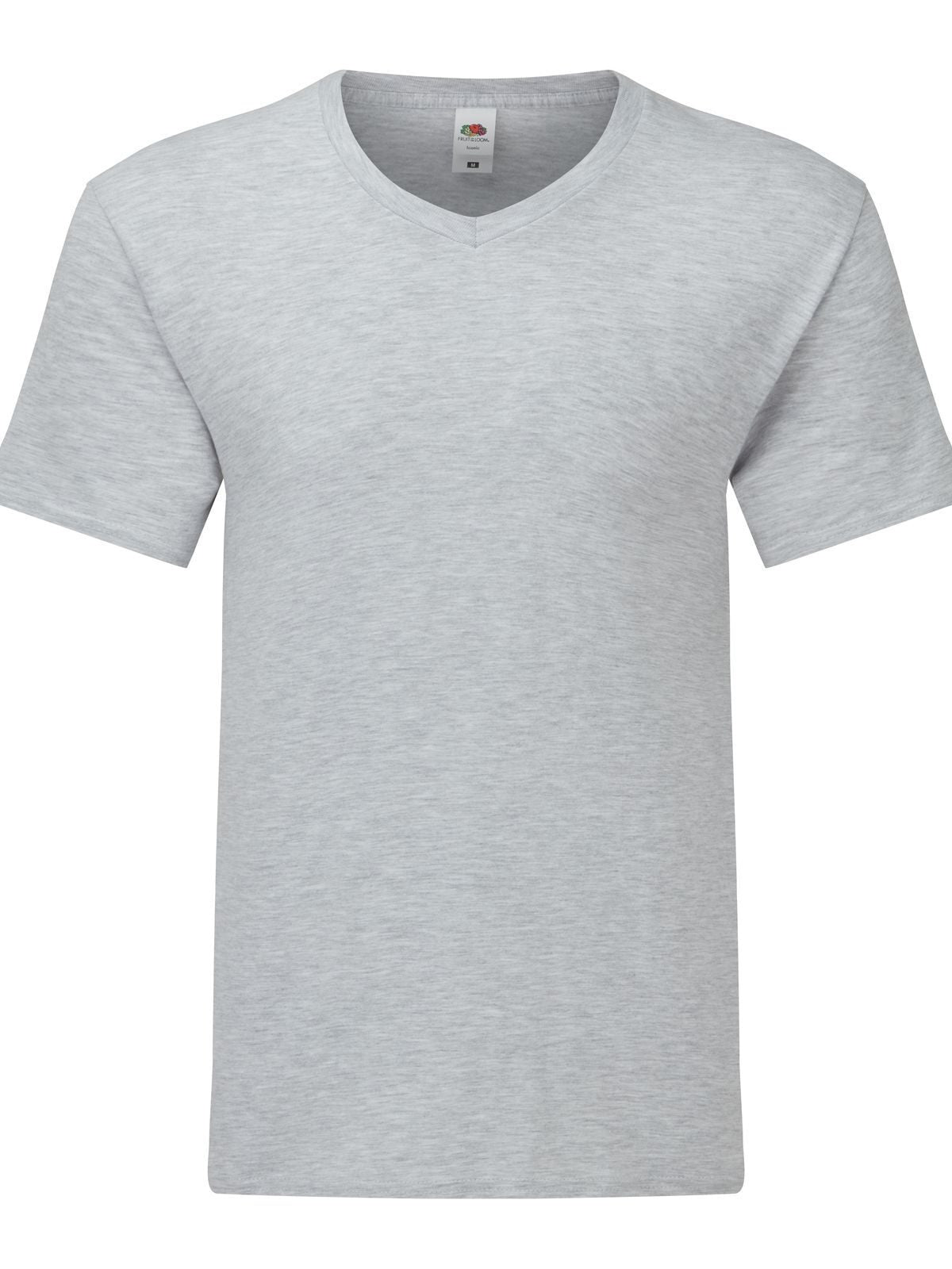 Iconic 150 V-Neck T T-Shirt – Fruit of the Loom – Farbe heather grey – individuell veredelbar