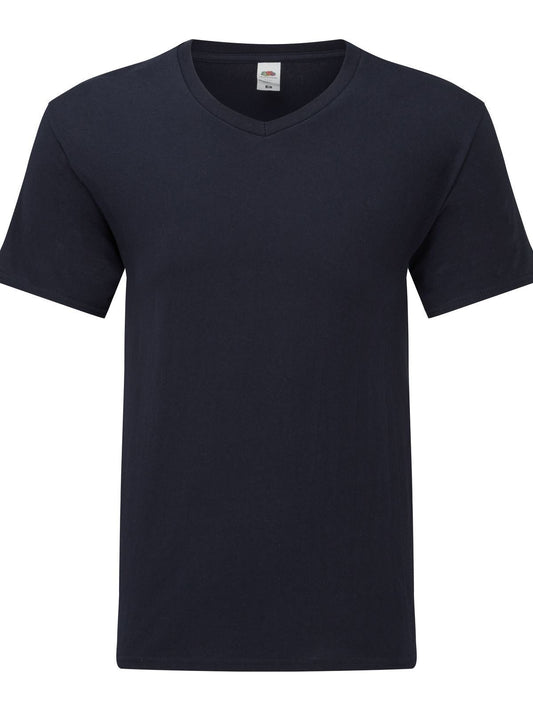 Iconic 150 V-Neck T T-Shirt – Fruit of the Loom – Farbe deep navy – individuell veredelbar