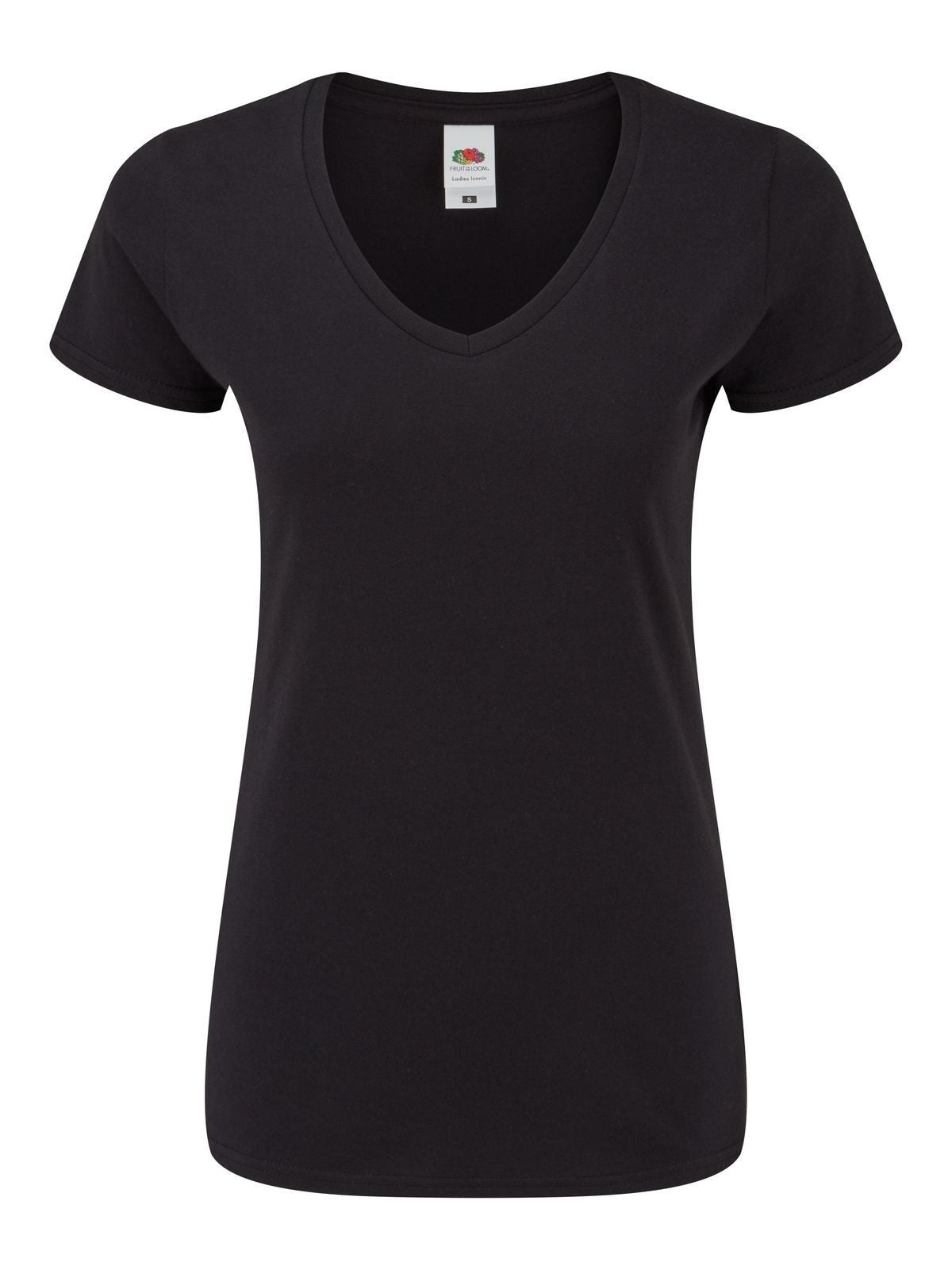 150 V-Neck T Damen T-Shirt – Fruit of the Loom – Farbe Schwarz – individuell veredelbar