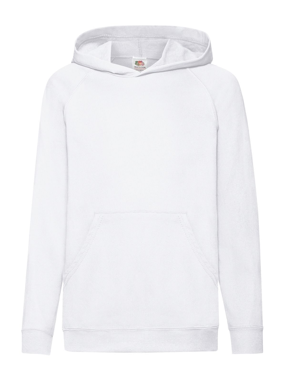 Lightweight Hooded Sweat Kinder Sweatshirt / Hoodie – Fruit of the Loom – Farbe Weiß – individuell veredelbar