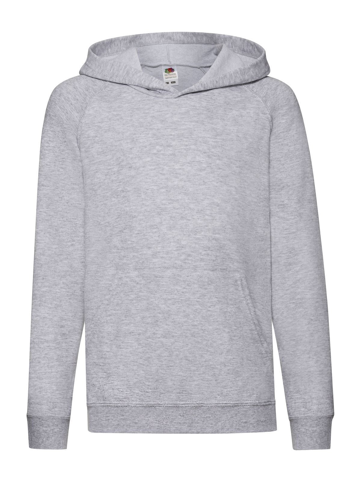 Lightweight Hooded Sweat Kinder Sweatshirt / Hoodie – Fruit of the Loom – Farbe heather grey – individuell veredelbar