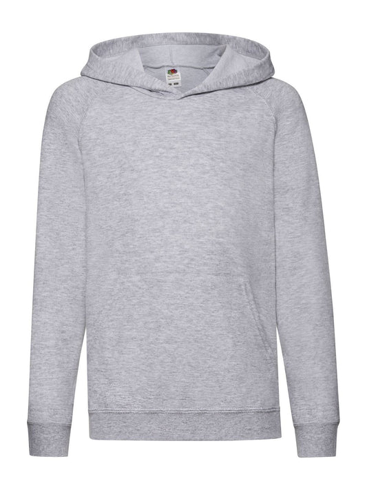 Lightweight Hooded Sweat Kinder Sweatshirt / Hoodie – Fruit of the Loom – Farbe heather grey – individuell veredelbar
