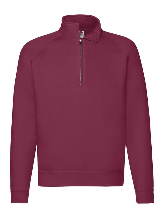 Premium Zip Neck Sweat Herren Sweatshirt / Hoodie – Fruit of the Loom – Farbe Burgundy – individuell veredelbar