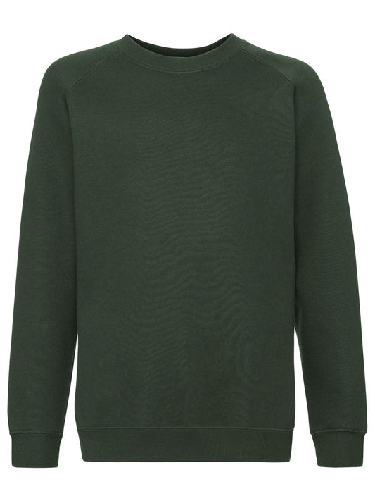 Premium Raglan Sweat Kinder Sweatshirt / Hoodie – Fruit of the Loom – Farbe bottle green – individuell veredelbar