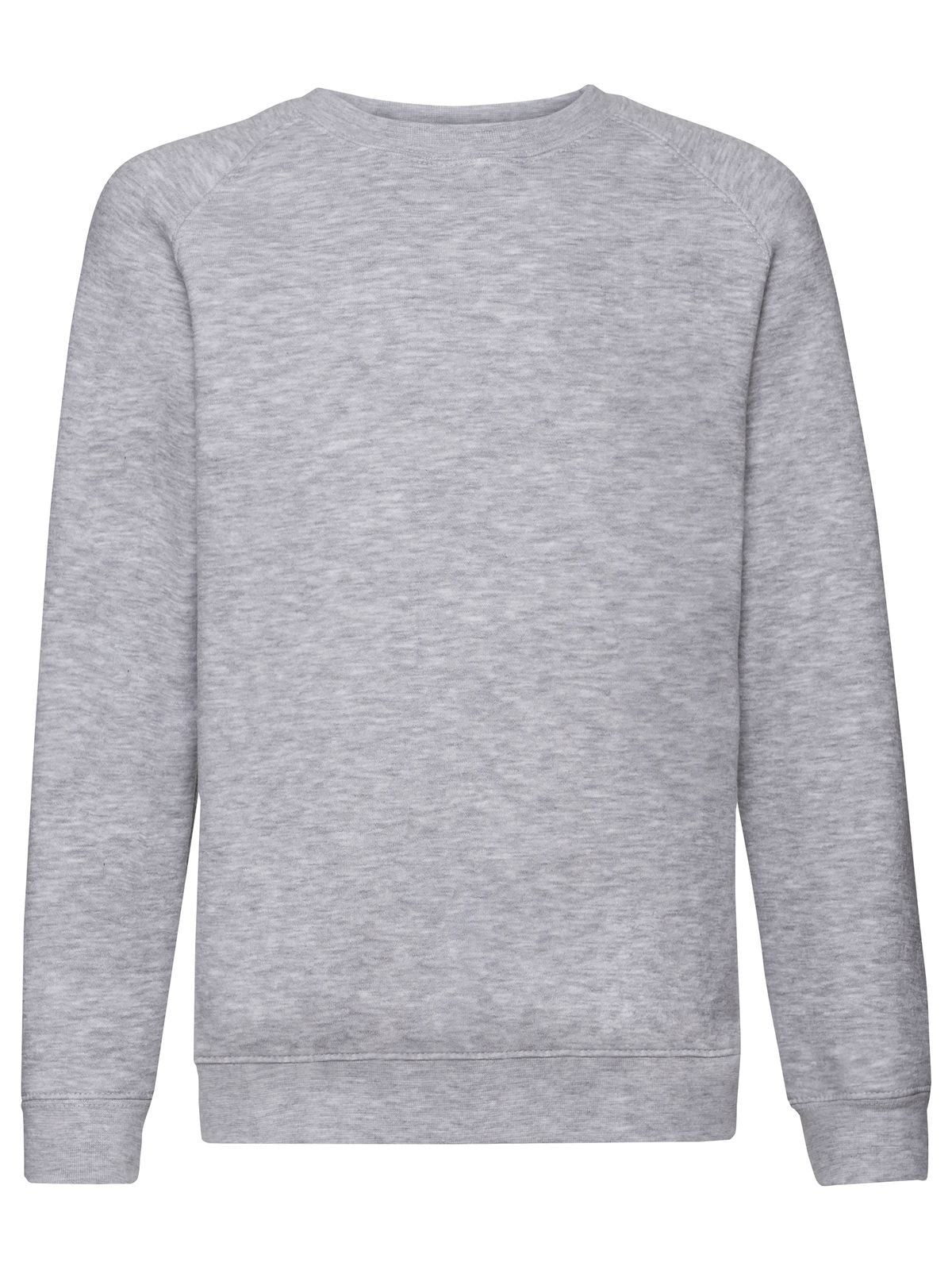Premium Raglan Sweat Kinder Sweatshirt / Hoodie – Fruit of the Loom – Farbe heather grey – individuell veredelbar