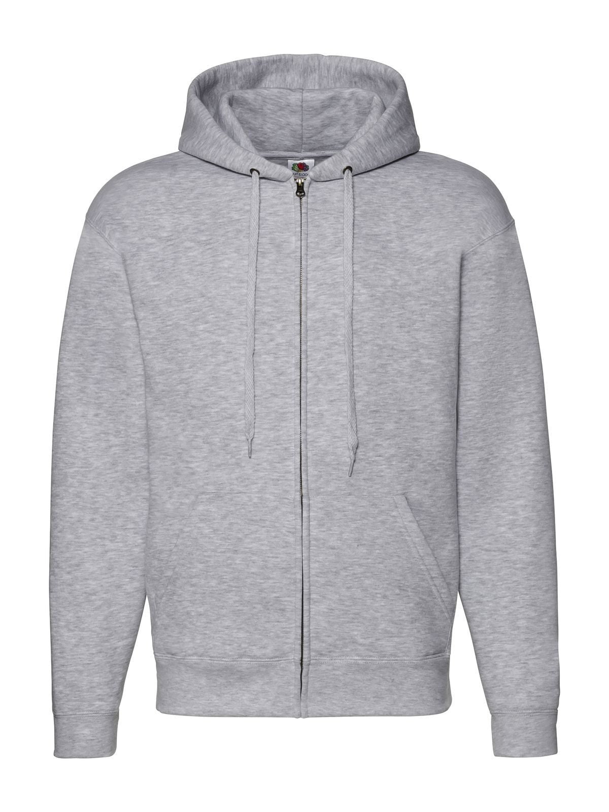 Premium Hooded Sweat Jacket Herren Sweatshirt / Hoodie – Fruit of the Loom – Farbe heather grey – individuell veredelbar