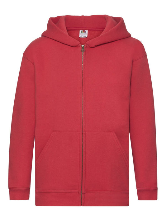 Premium Hooded Sweat Jacket Kinder Sweatshirt / Hoodie – Fruit of the Loom – Farbe Rot – individuell veredelbar