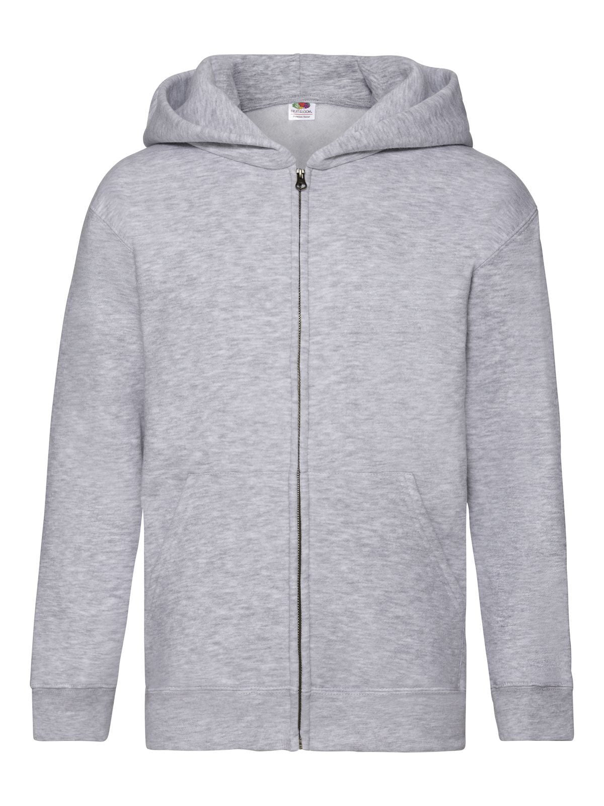 Premium Hooded Sweat Jacket Kinder Sweatshirt / Hoodie – Fruit of the Loom – Farbe heather grey – individuell veredelbar