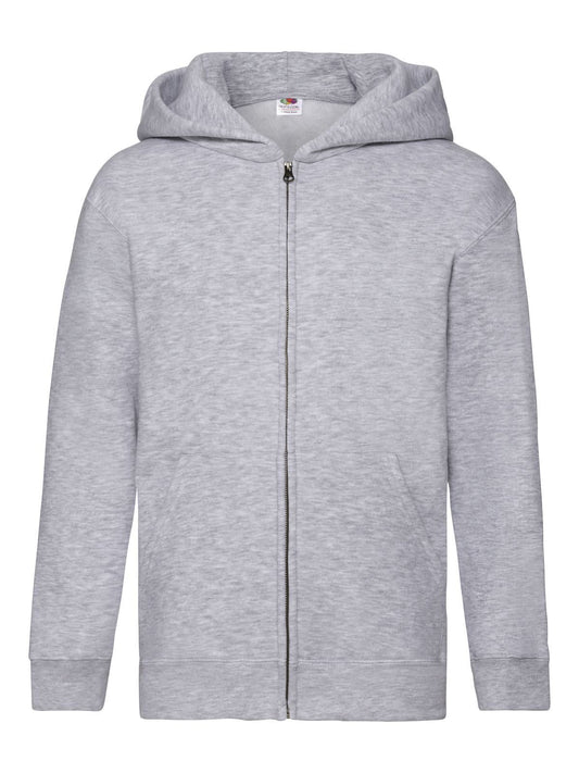 Premium Hooded Sweat Jacket Kinder Sweatshirt / Hoodie – Fruit of the Loom – Farbe heather grey – individuell veredelbar