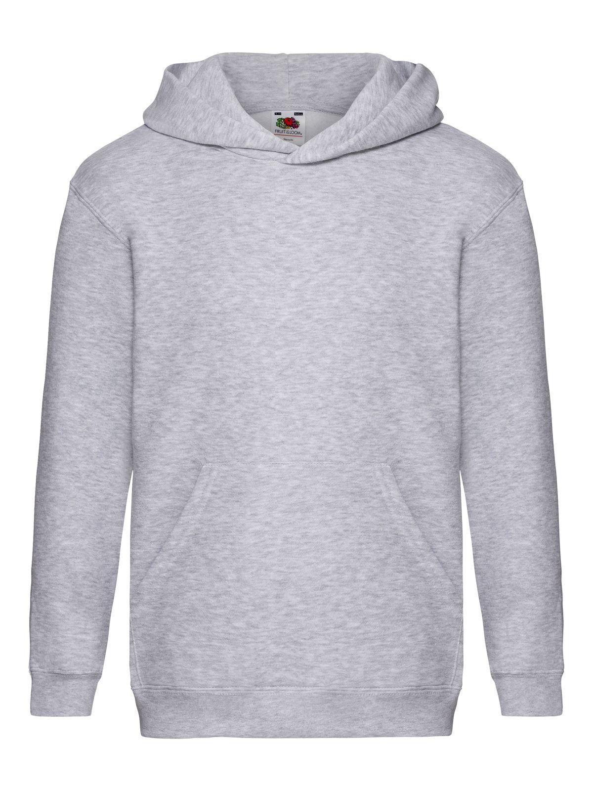 Premium Hooded Sweat Kinder Sweatshirt / Hoodie – Fruit of the Loom – Farbe heather grey – individuell veredelbar