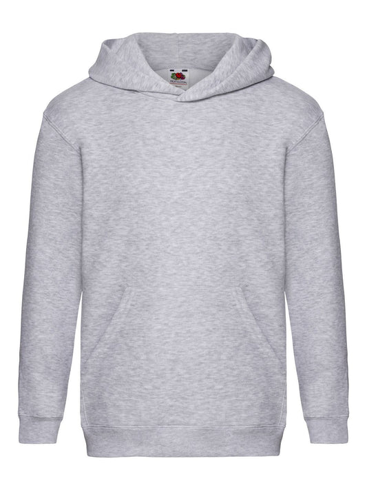 Premium Hooded Sweat Kinder Sweatshirt / Hoodie – Fruit of the Loom – Farbe heather grey – individuell veredelbar