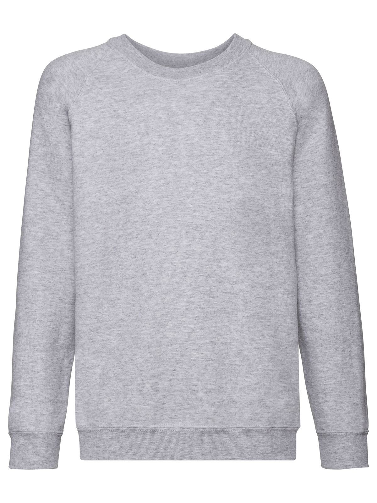 Classic Raglan Sweat Kinder Sweatshirt / Hoodie – Fruit of the Loom – Farbe heather grey – individuell veredelbar