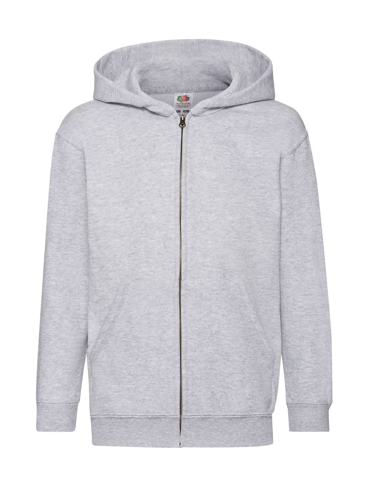 Classic Hooded Sweat Jacket Kinder Sweatshirt / Hoodie – Fruit of the Loom – Farbe heather grey – individuell veredelbar