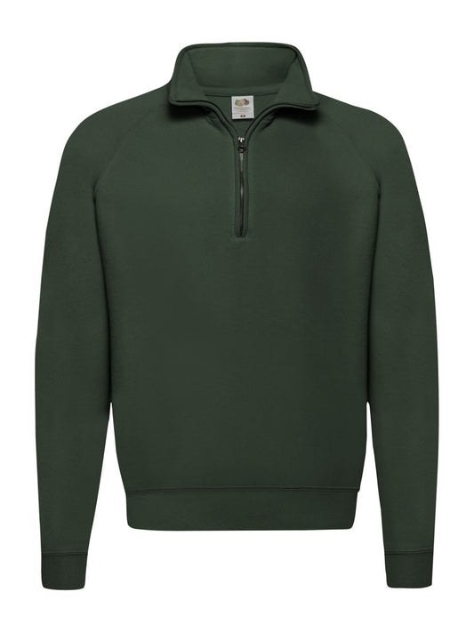 Classic Zip Neck Sweat Herren Sweatshirt / Hoodie – Fruit of the Loom – Farbe bottle green – individuell veredelbar