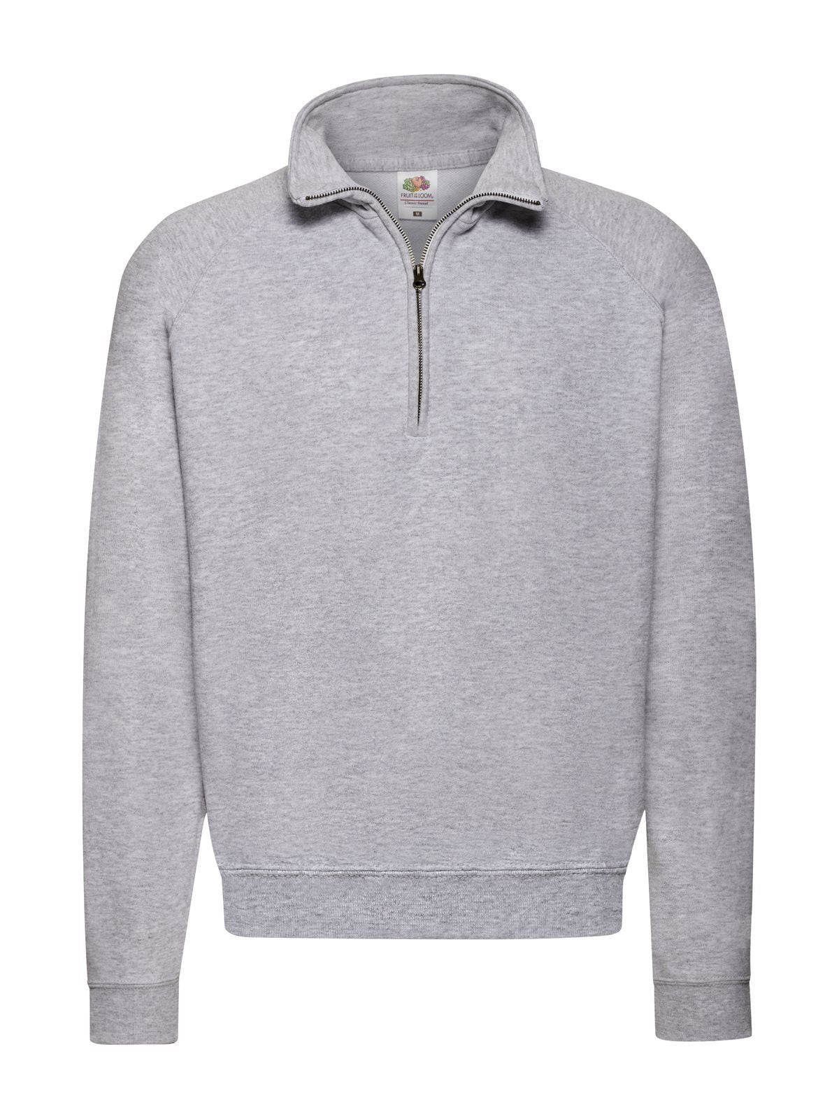 Classic Zip Neck Sweat Herren Sweatshirt / Hoodie – Fruit of the Loom – Farbe heather grey – individuell veredelbar
