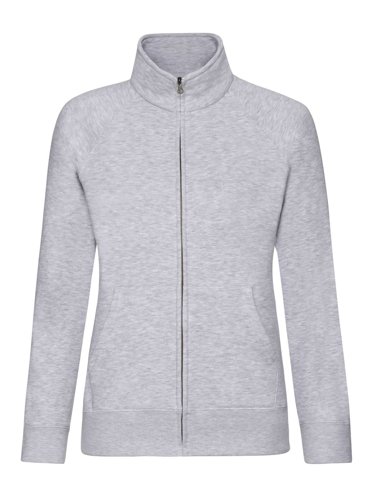 Premium Sweat Jacket Damen Sweatshirt / Hoodie – Fruit of the Loom – Farbe heather grey – individuell veredelbar