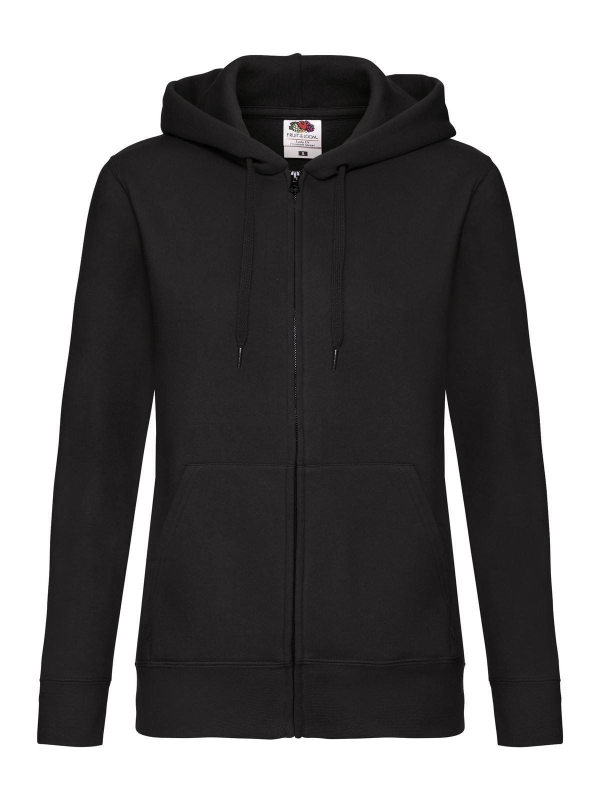 Premium Hooded Sweat Jacket Damen Sweatshirt / Hoodie – Fruit of the Loom – Farbe Schwarz – individuell veredelbar