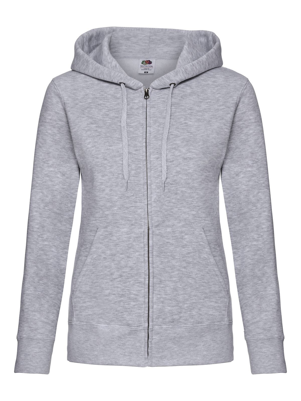 Premium Hooded Sweat Jacket Damen Sweatshirt / Hoodie – Fruit of the Loom – Farbe heather grey – individuell veredelbar