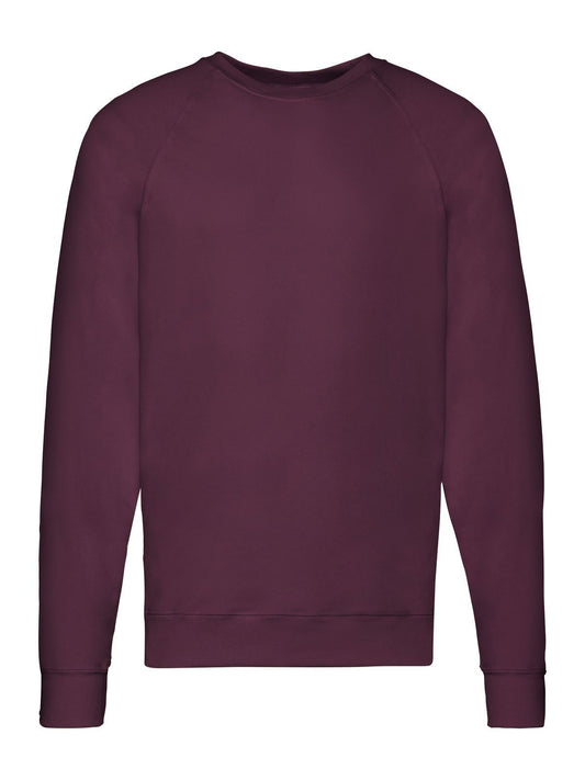 Lightweight Raglan Sweat Sweatshirt / Hoodie – Fruit of the Loom – Farbe Burgundy – individuell veredelbar
